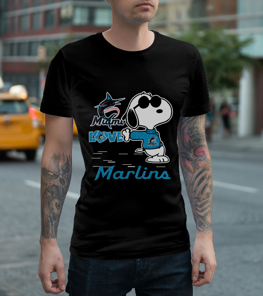 Snoopy Miami Marlins Love T-Shirt