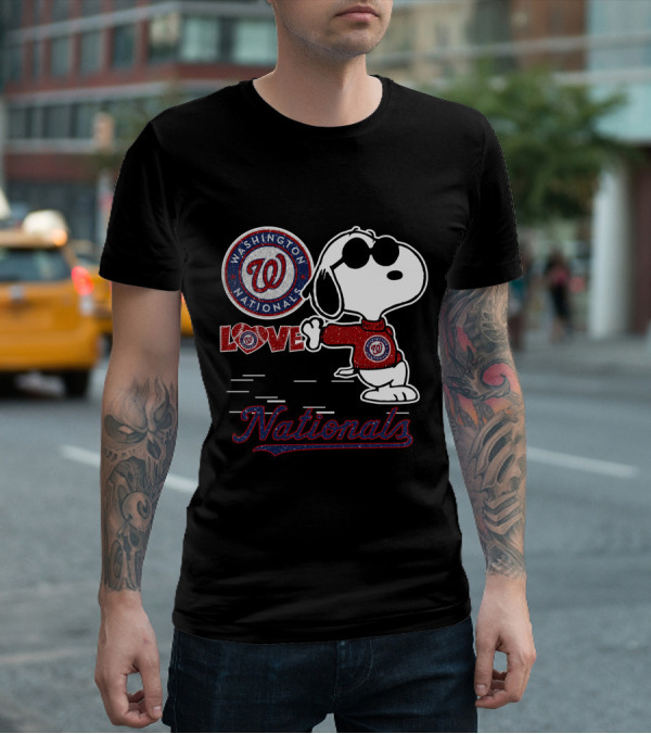 Snoopy Love Washington Nationals Logo Baseball T-Shirt