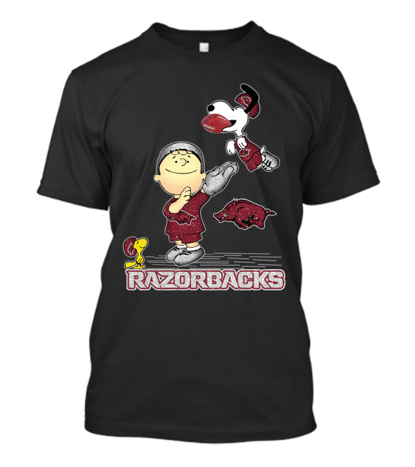 Snoopy And Friends Celebrating Arkansas Razorbacks Football T-Shirt