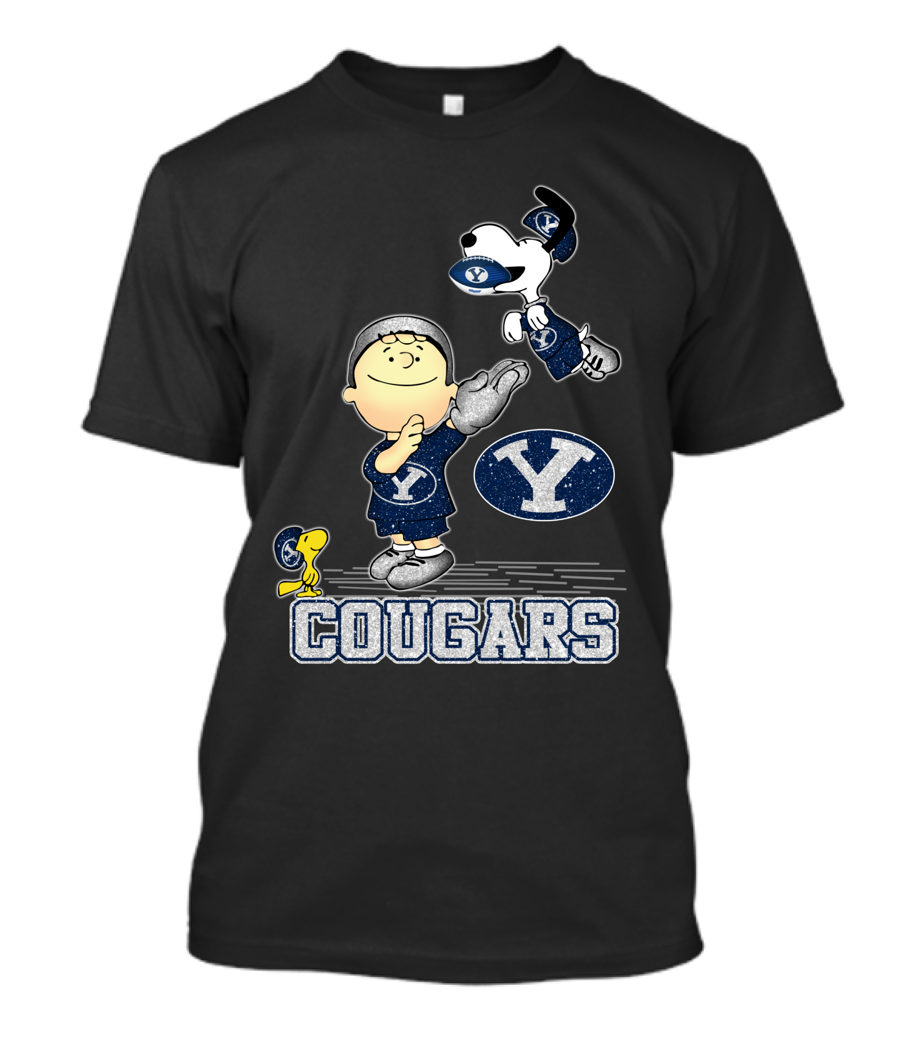 Snoopy Love BYU Cougars Peanuts Football Team Spirit T-Shirt