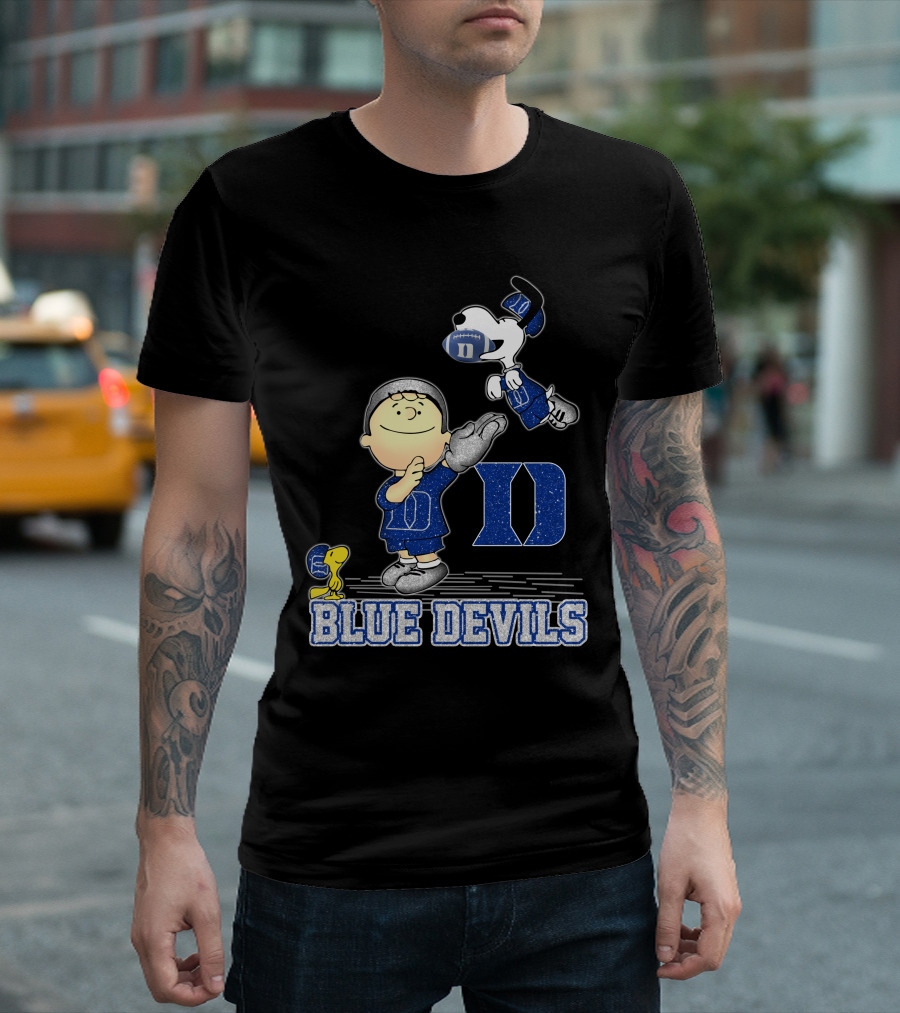 Snoopy And Friends Celebrating Duke Blue Devils Football Enthusiasm T-Shirt