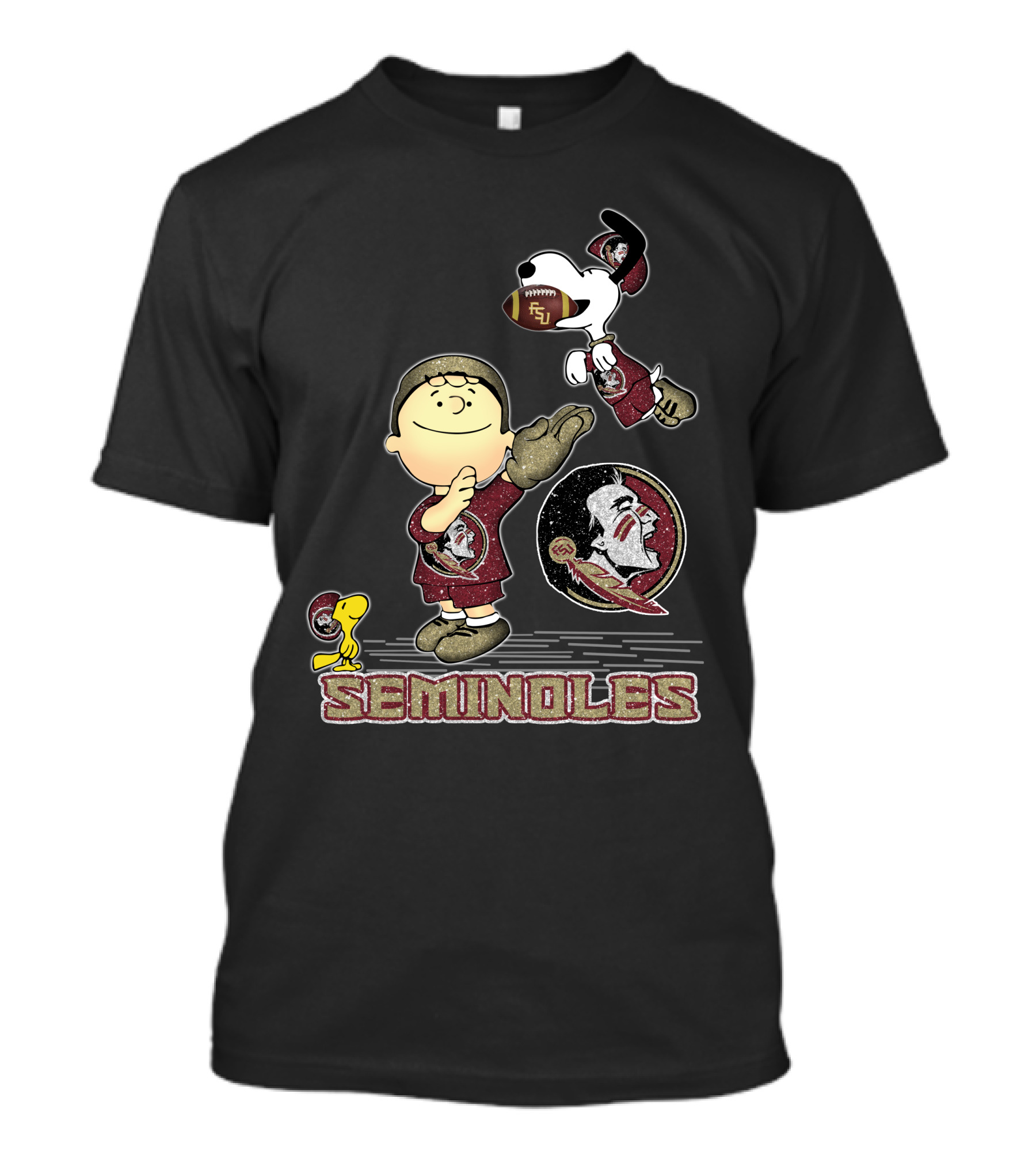 Snoopy Seminoles Football With Florida State Logo And Charlie Brown T-Shirt