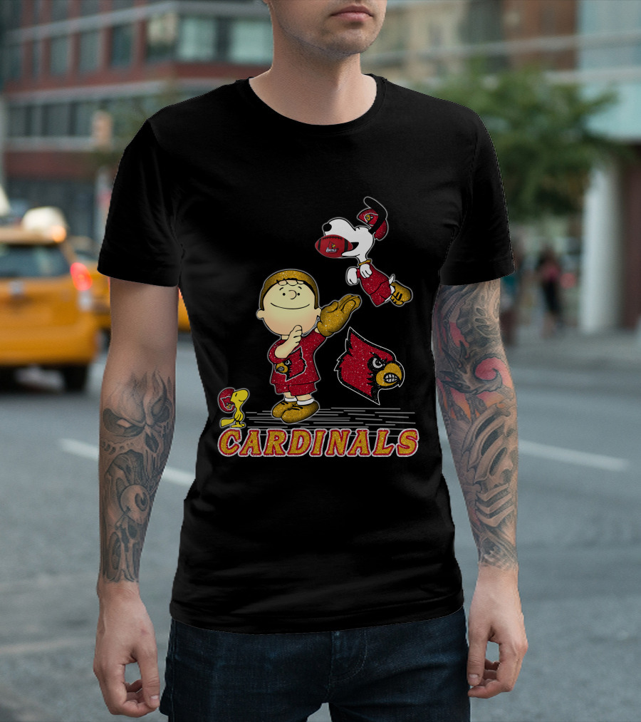 Snoopy Cardinals Football Peanuts Louisville Team Spirit T-Shirt