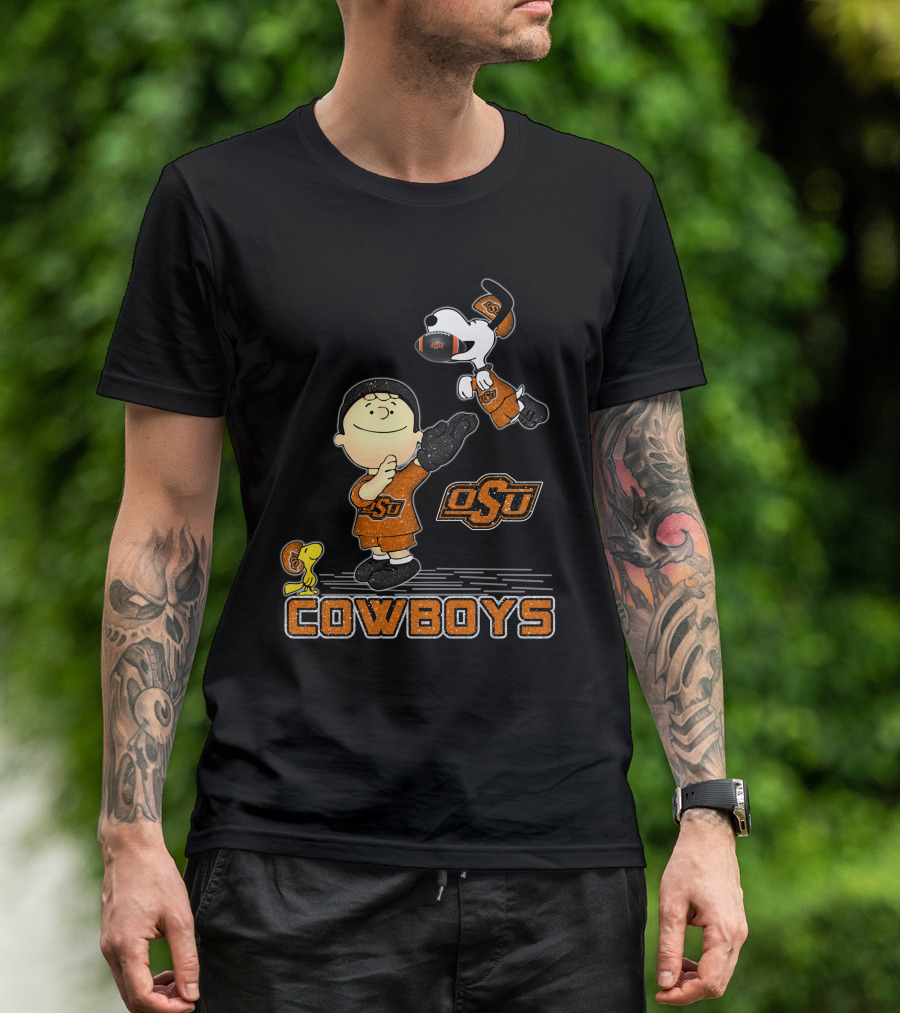 Snoopy OSU Oklahoma State Cowboys Football Charlie Brown Woodstock T-Shirt