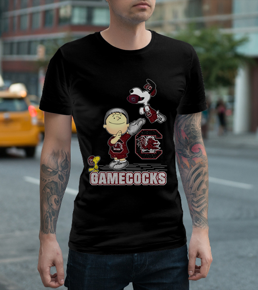 Snoopy and Woodstock Celebrating South Carolina Gamecocks Football T-Shirt