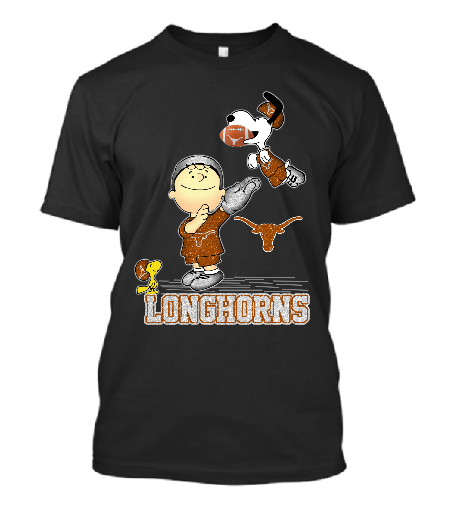 Snoopy Longhorns Peanuts Football Charlie Brown Texas Fans T-Shirt