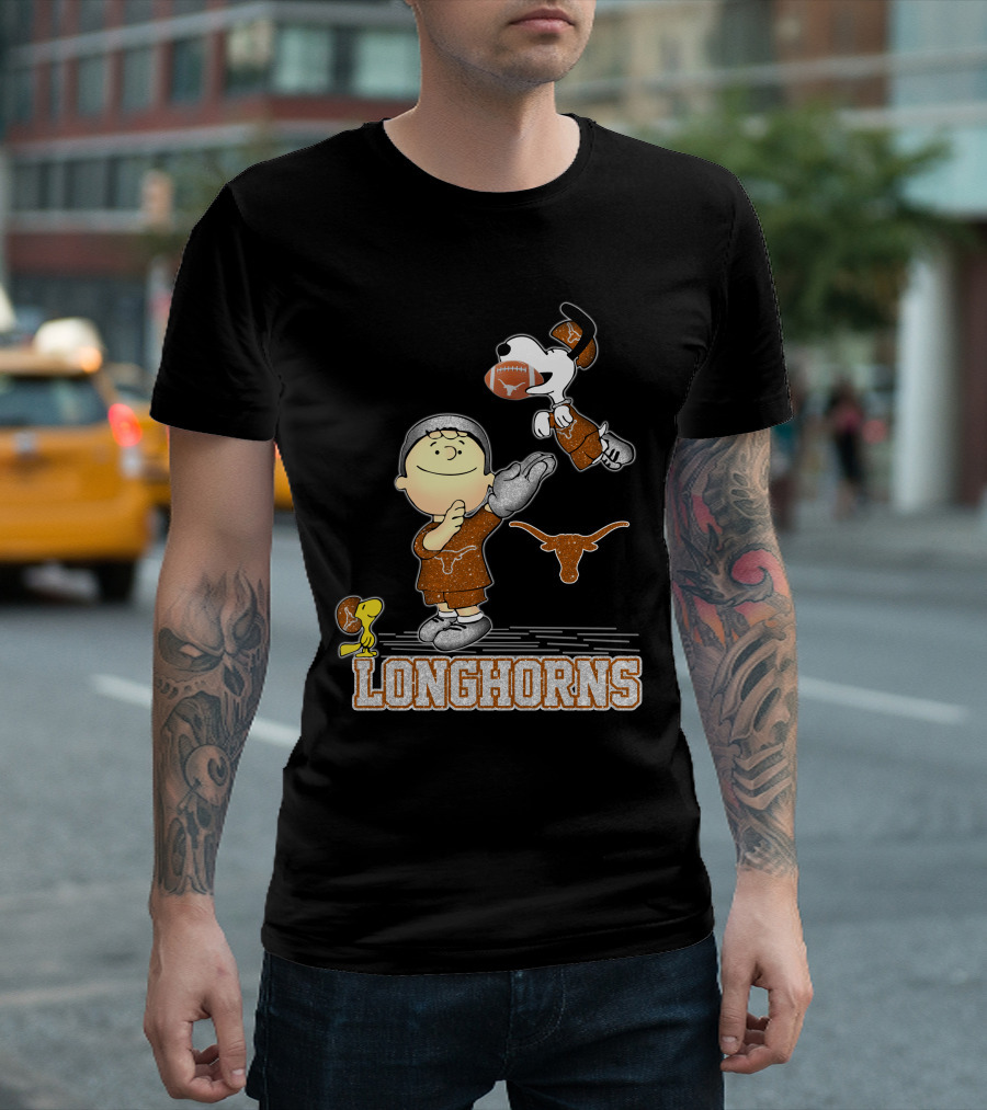 Snoopy Longhorns Peanuts Football Charlie Brown Texas Fans T-Shirt