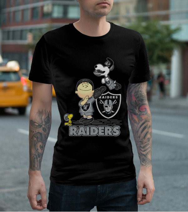 Snoopy Raiders Football Team With Las Vegas Logo And Friends T-Shirt