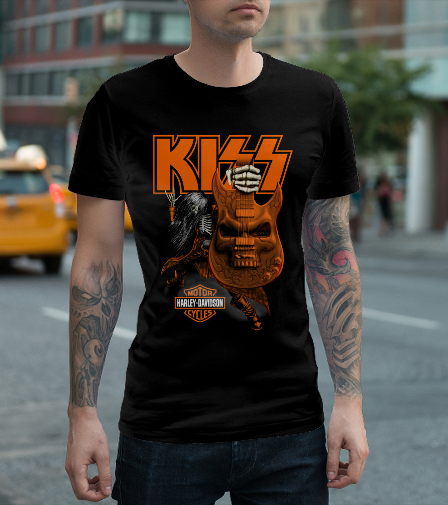 Kiss Harley Davidson Skeleton Guitar T-Shirt