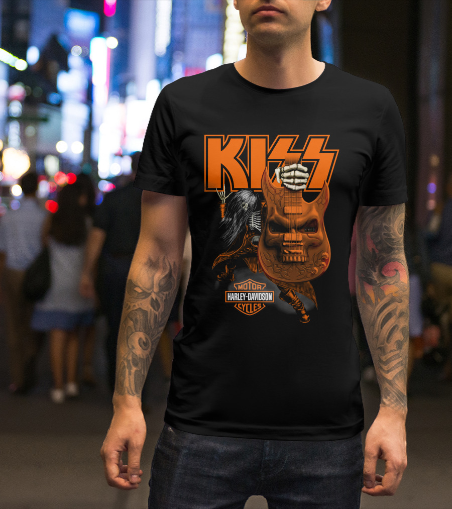 Kiss Harley Davidson Skeleton Guitar T-Shirt