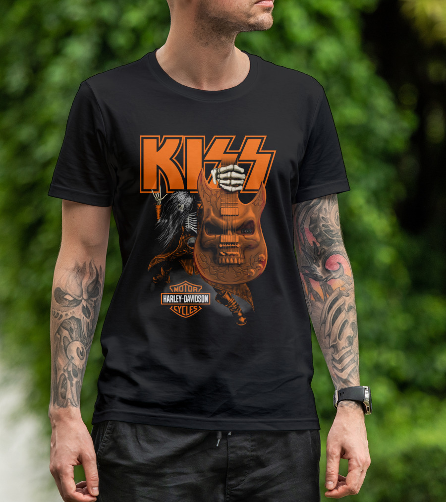 Kiss Harley Davidson Skeleton Guitar T-Shirt