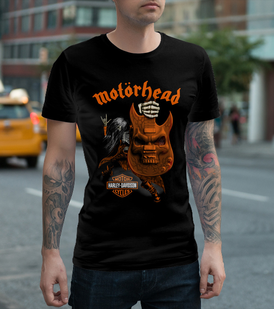 Motörhead Harley Davidson Skeleton Guitar Rock T-Shirt