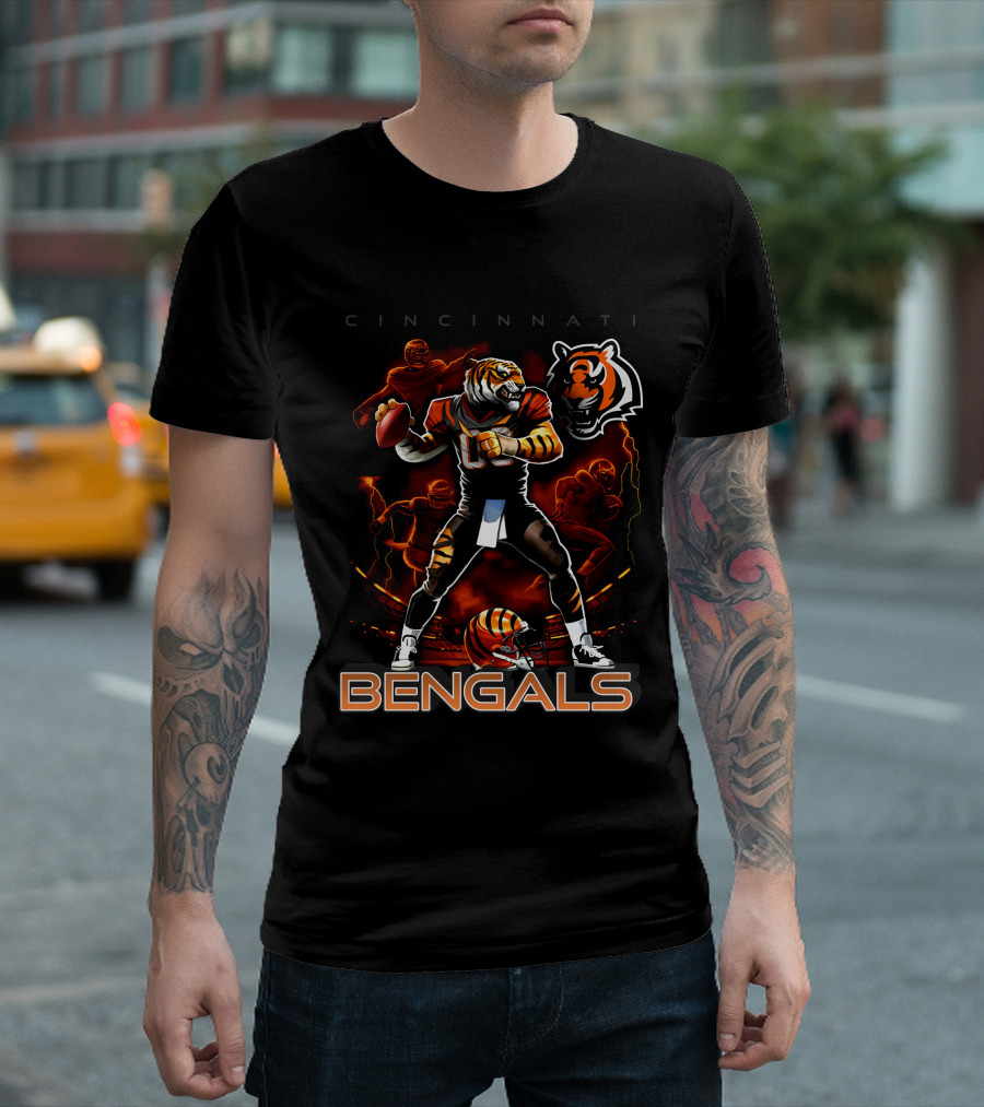 Cincinnati Bengals Tiger Football Player Iconic T-Shirt