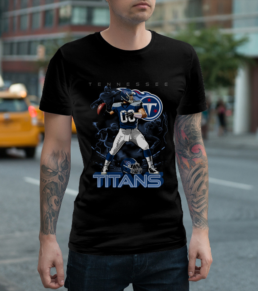 Tennessee Titans Football Player with Logo and Helmet T-Shirt
