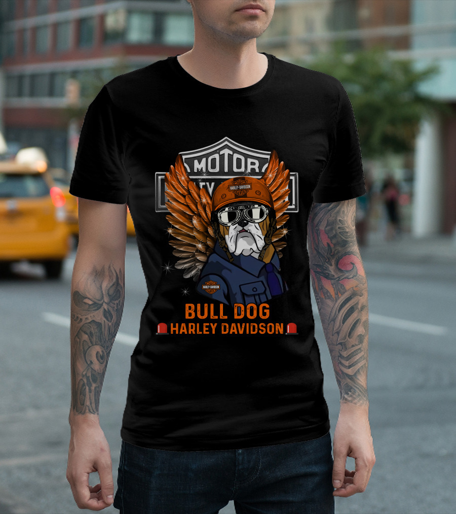 Bull Dog Harley Davidson Motorcycles Winged T-Shirt