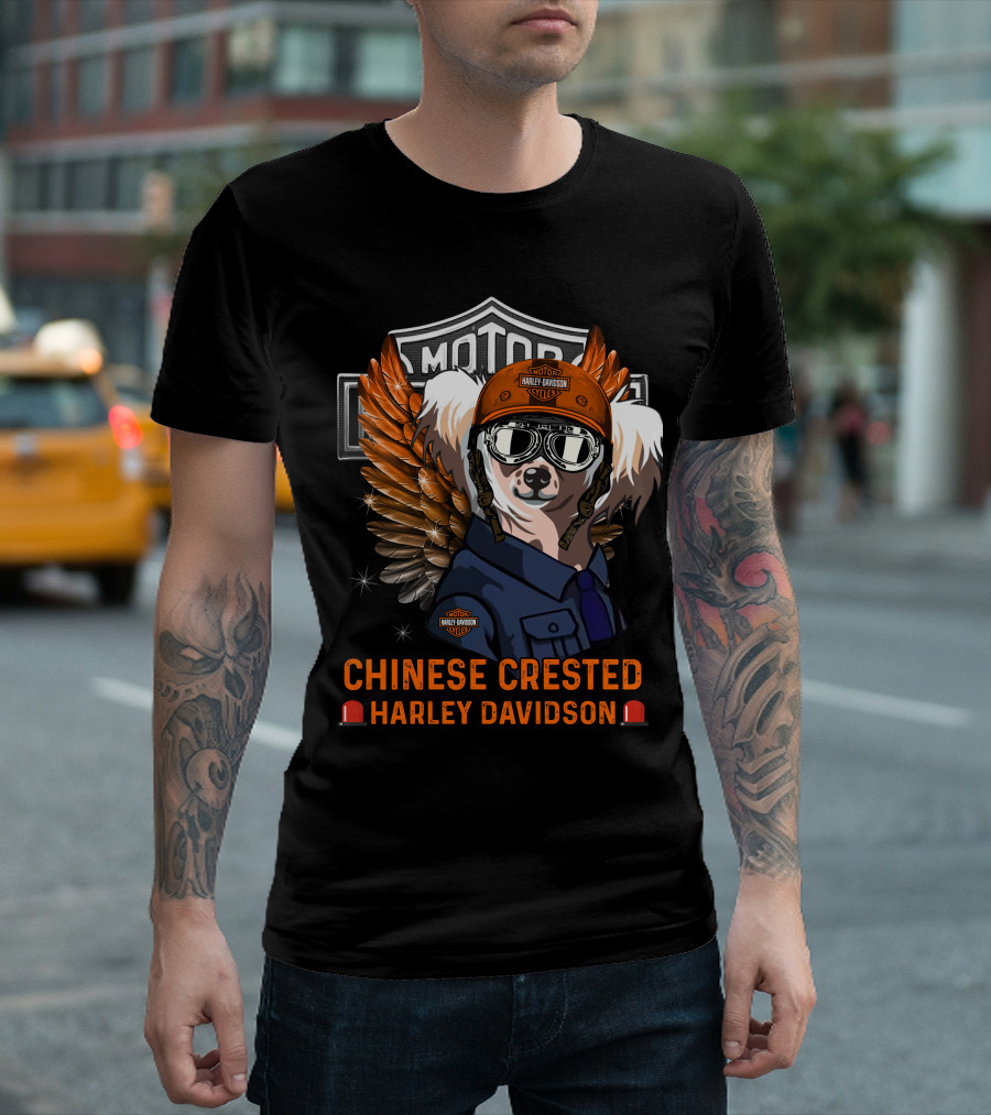 Chinese Crested Harley Davidson Motor Cycles T-Shirt