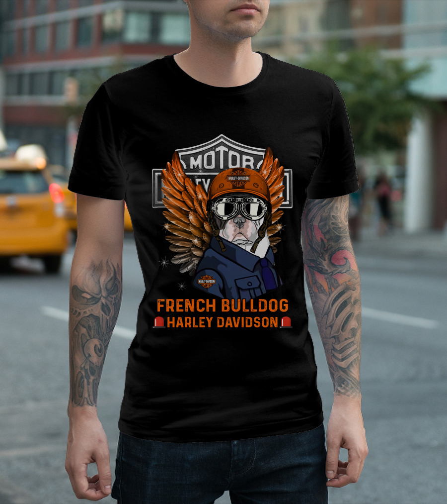 French Bulldog Harley Davidson Motorcycle Wings T-Shirt