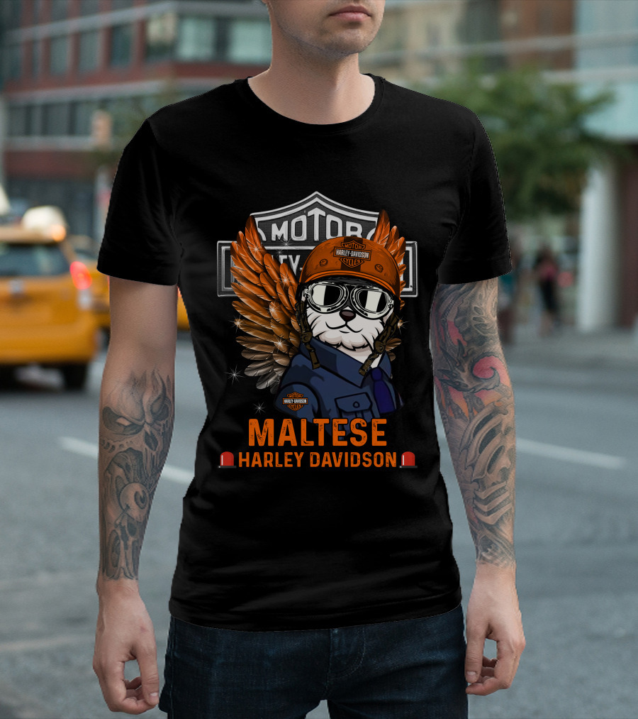 Maltese Harley Davidson Motor City Styles T-Shirt