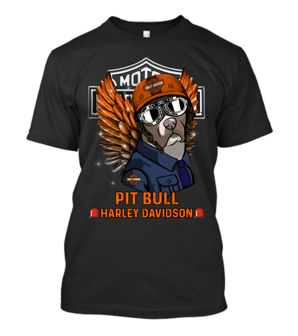 Harley Davidson Pit Bull Motorcycle Wings T-Shirt