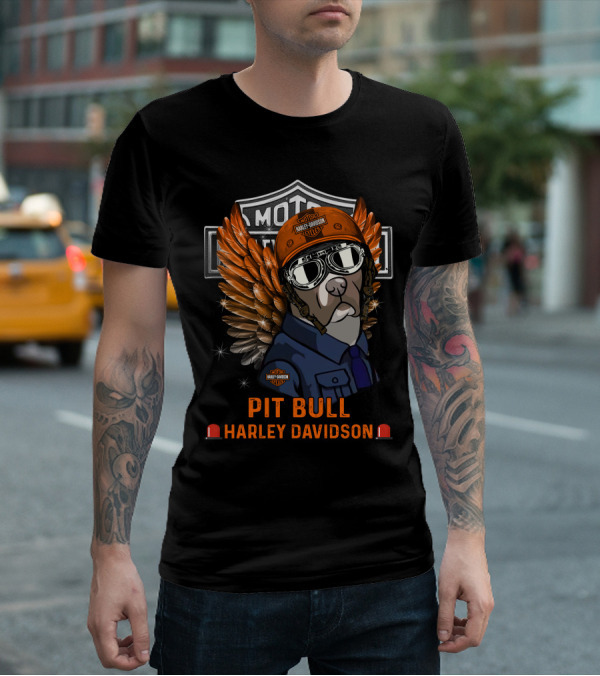 Harley Davidson Pit Bull Motorcycle Wings T-Shirt