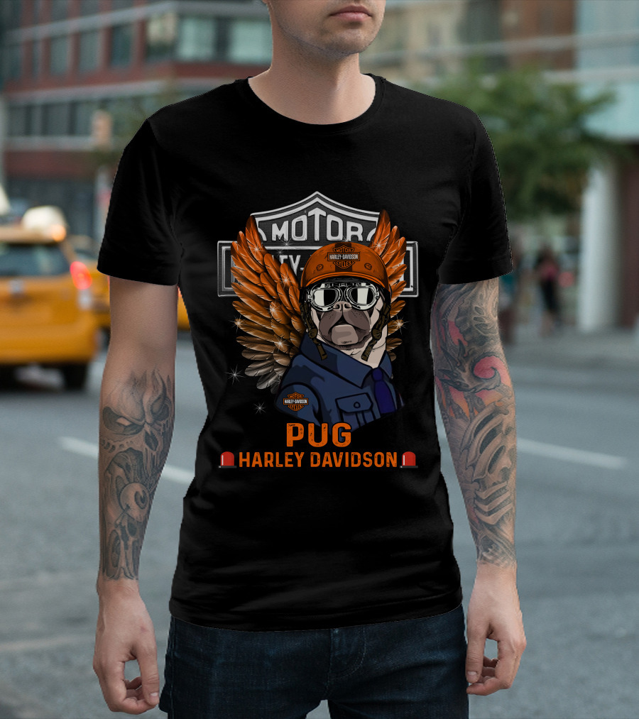 Pug Harley Davidson Motor City Kustoms T-Shirt