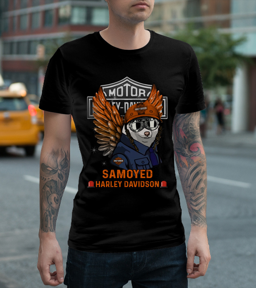 Motor Harley Davidson Samoyed Wings T-Shirt
