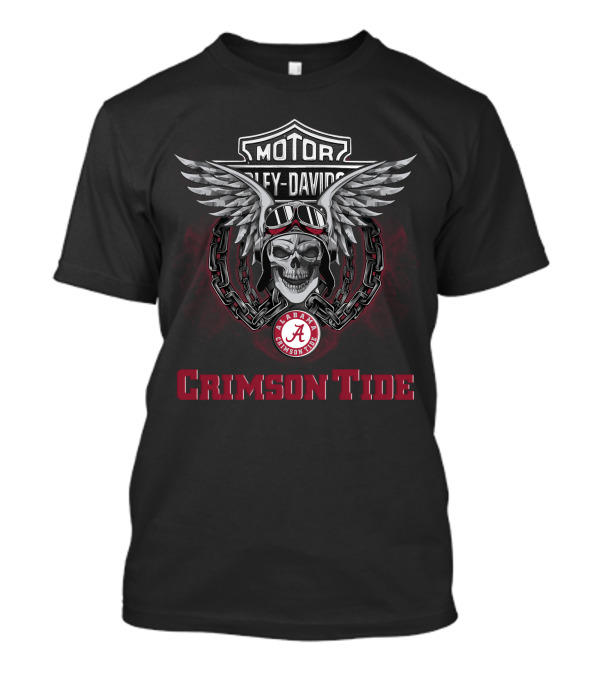 Hd Alabama Crimson Tide Harley Davidson Skull Ncaa Football Fans T-Shirt
