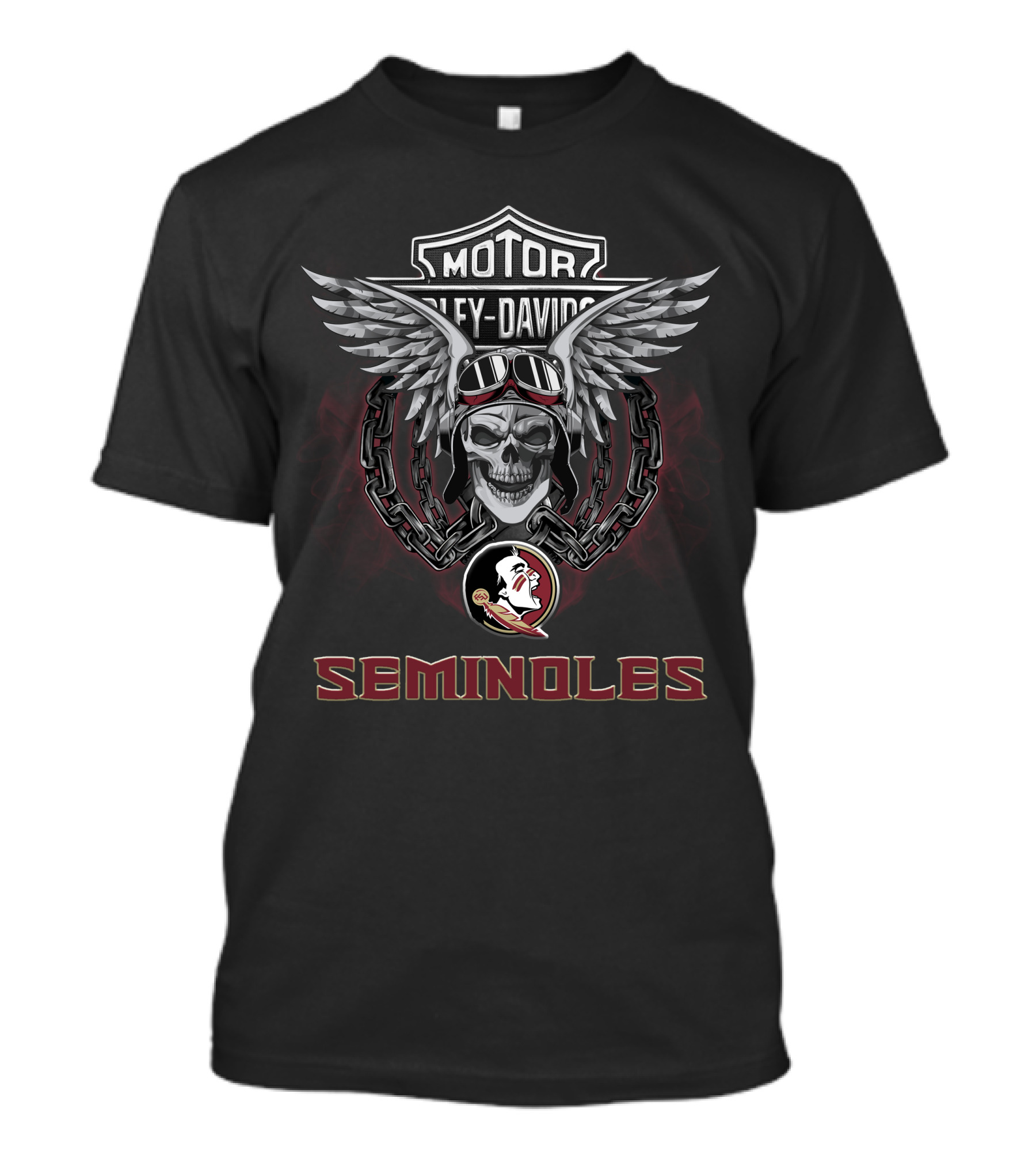 Harley Davidson Skull Wings Chain Logo Florida State Seminoles T-Shirt