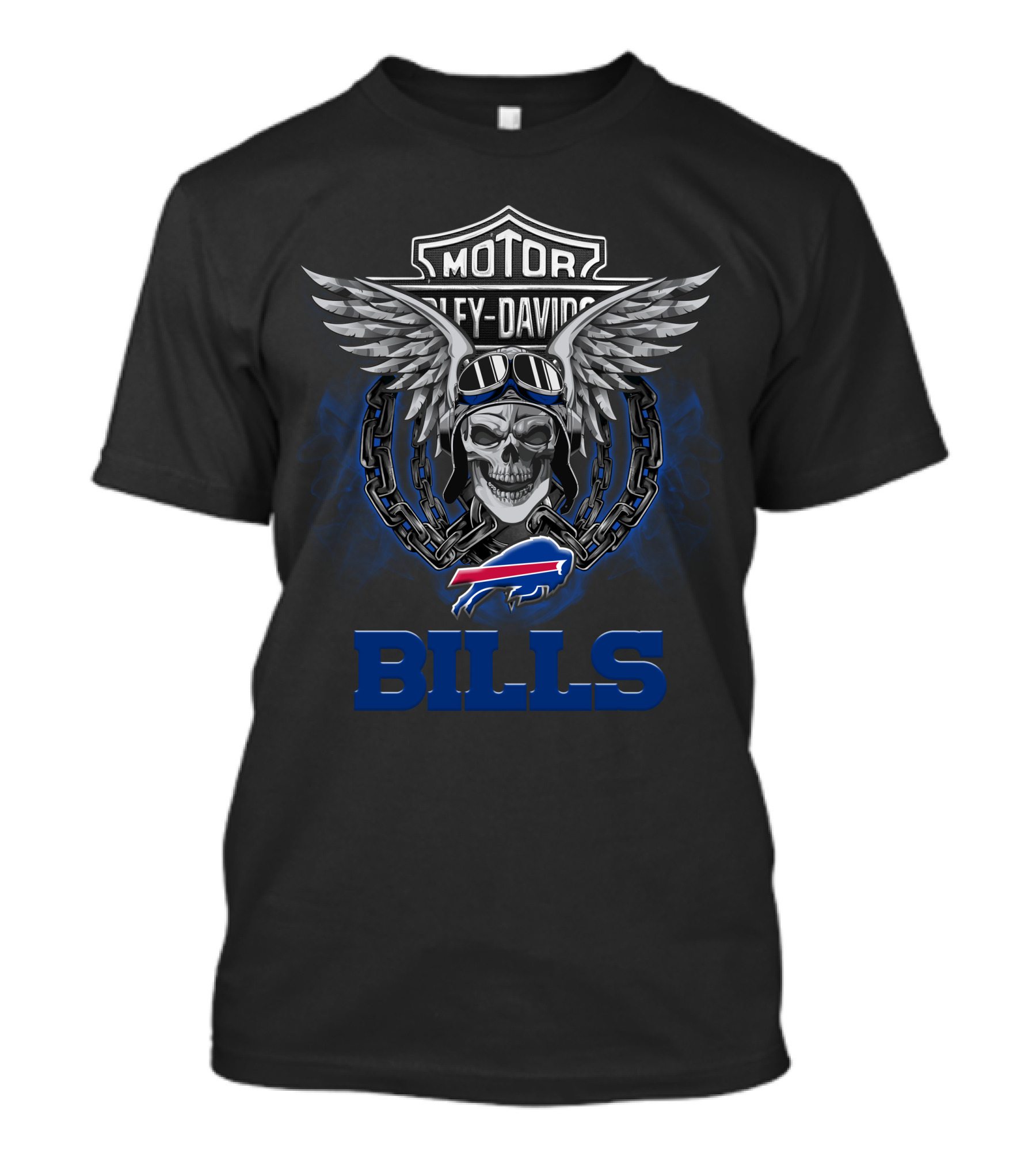 Motor Harley Davidson Buffalo Bills Nfl Football Fans Skull Wings T-Shirt