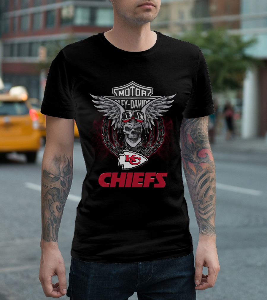 Motor Harley Davidson Kansas City Chiefs Nfl Football Fans T-Shirt