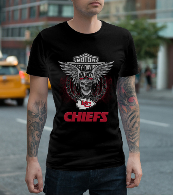 Motor Harley Davidson Kansas City Chiefs Nfl Football Fans T-Shirt
