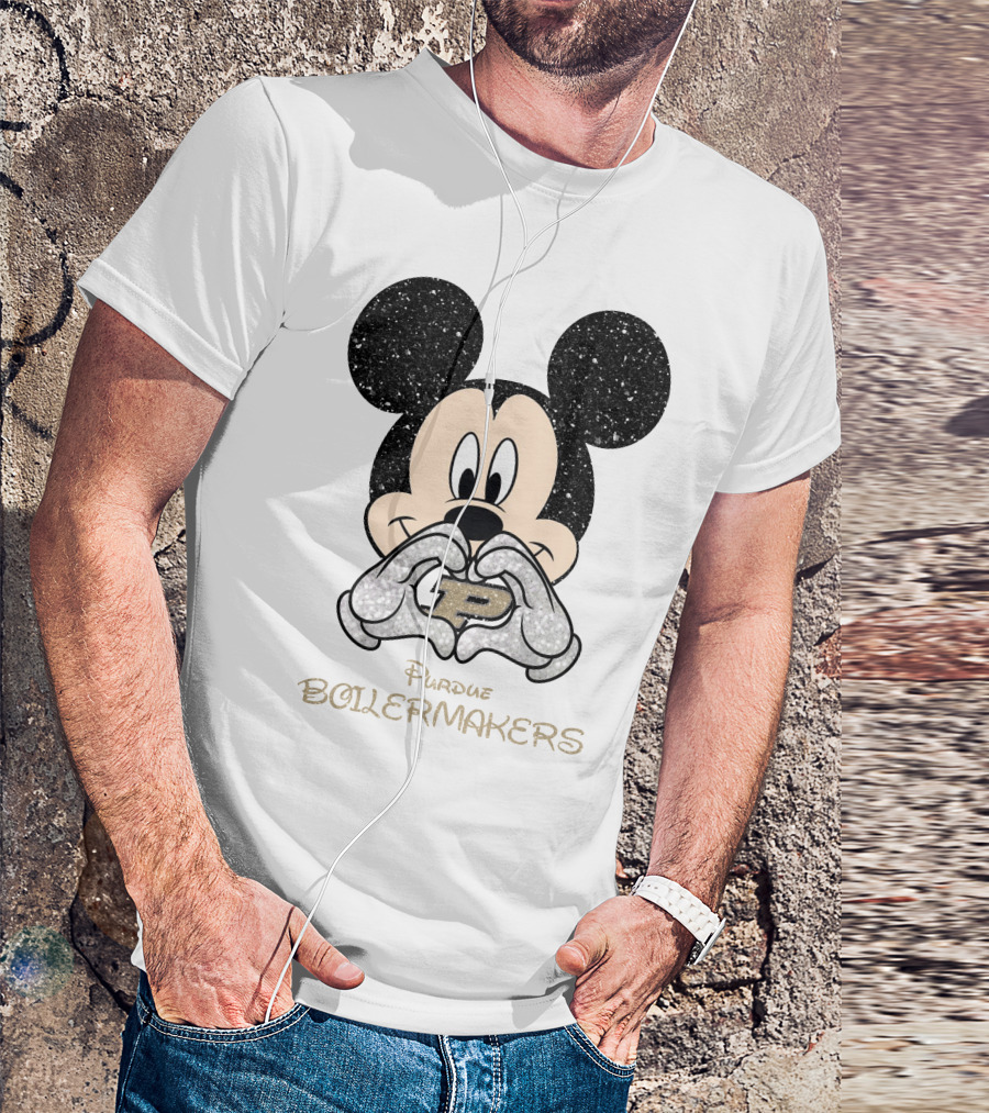Purdue Boilermakers Mickey Mouse Heart Gesture T-Shirt