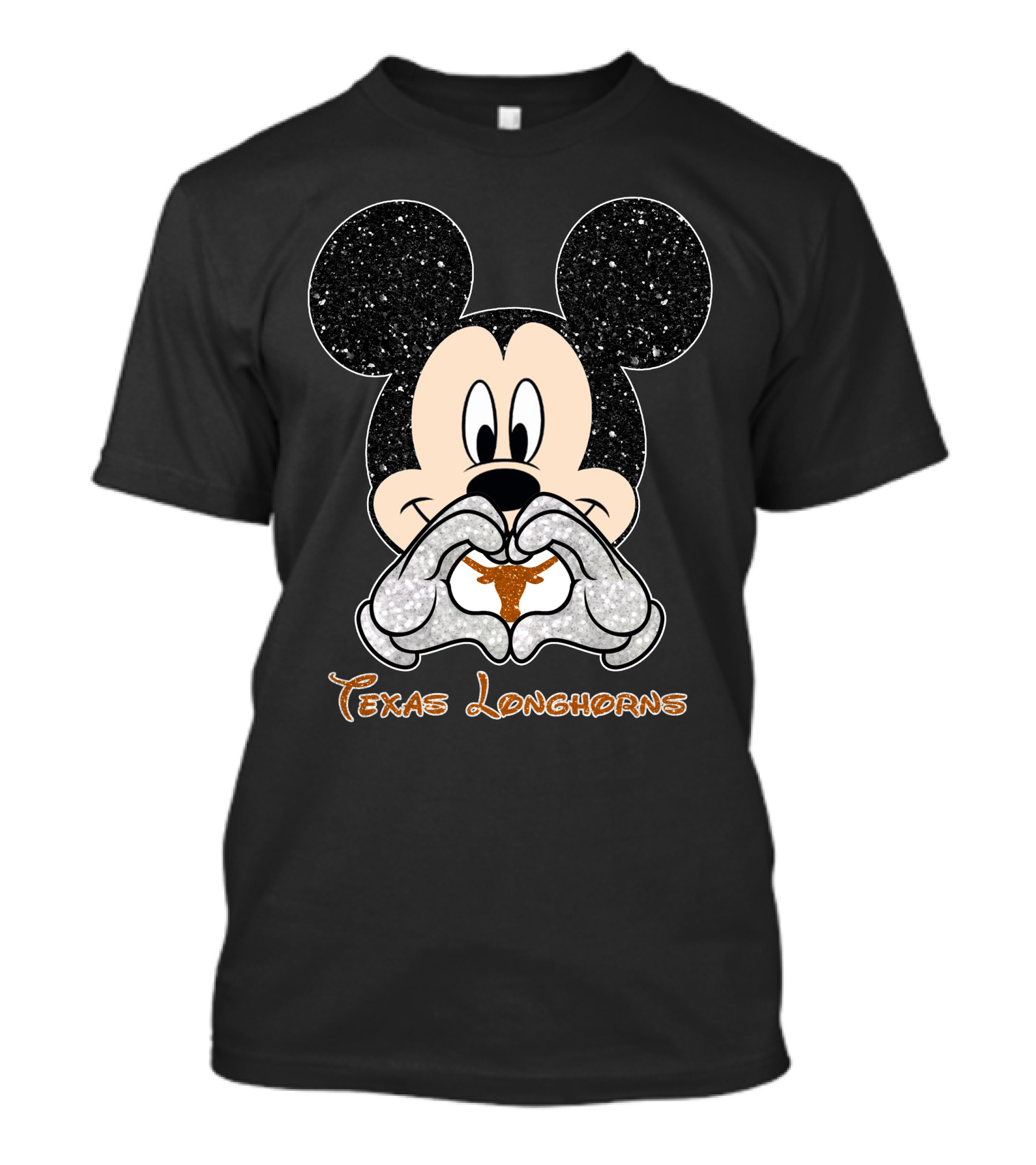 Mickey Heart Hands With Texas Longhorns T-Shirt