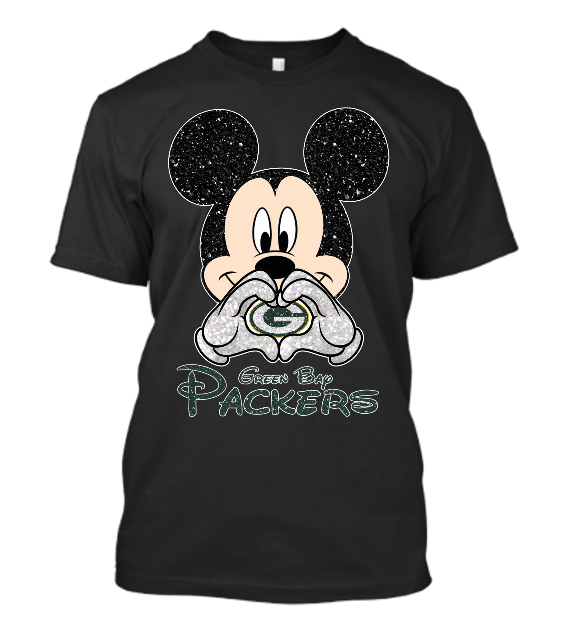 Mickey Mouse Heart Hands Green Bay Packers T-Shirt