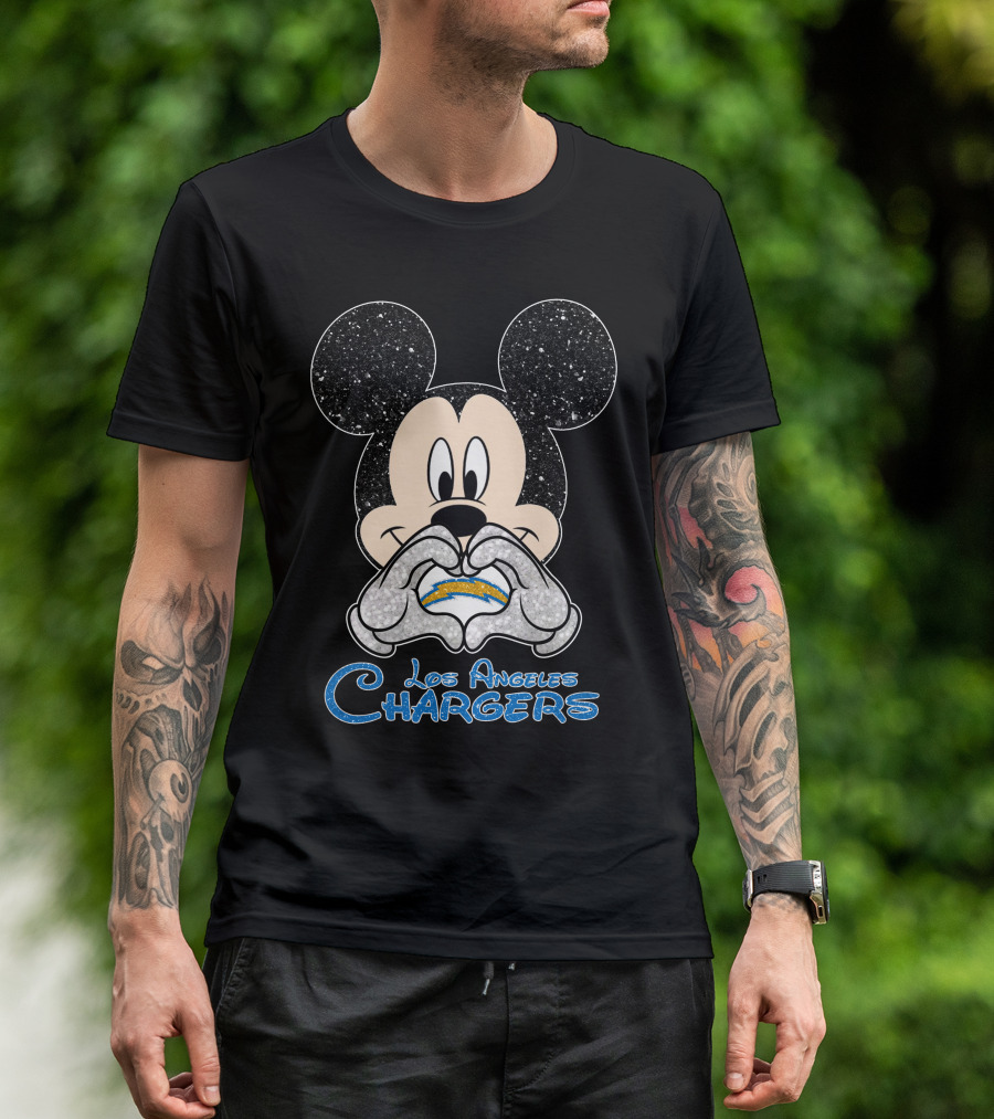 Mickey Los Angeles Chargers Heart T-Shirt