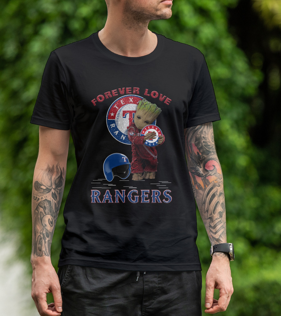 Forever Love Texas Rangers MLB Fans Groot Ranger Spirit T-Shirt