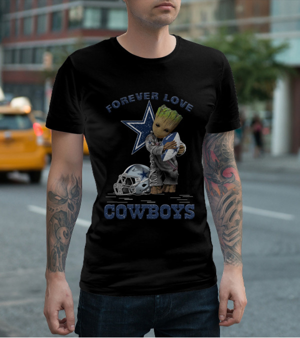 Forever Love Cowboys Groot Football Helmet Star T-Shirt
