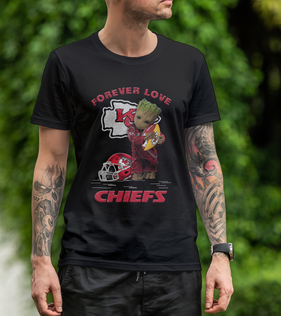 Forever Love Kansas City Chiefs Groot Football Helmet T-Shirt