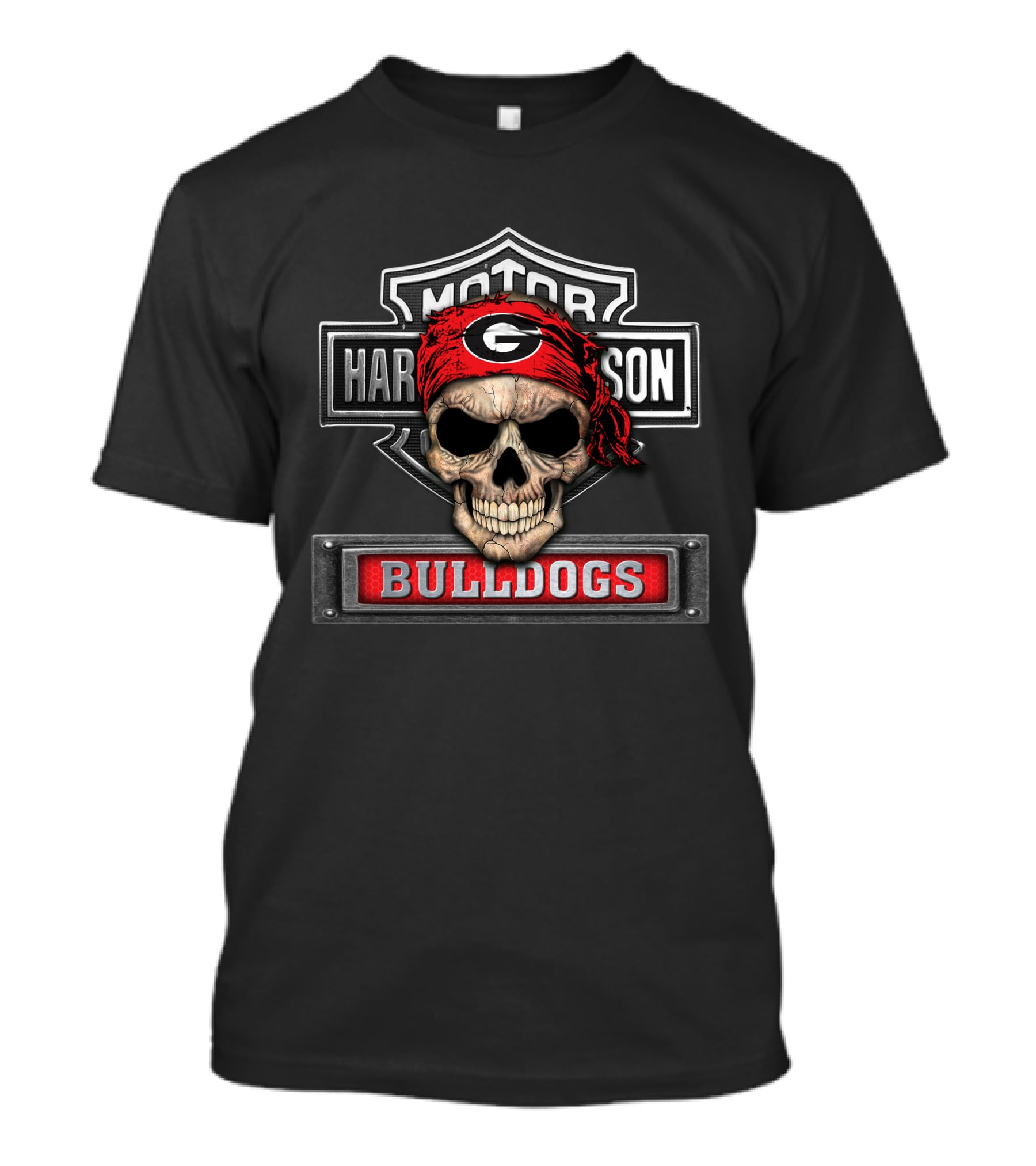 Harley Davidson Georgia Bulldogs Skull Red Bandana T-Shirt