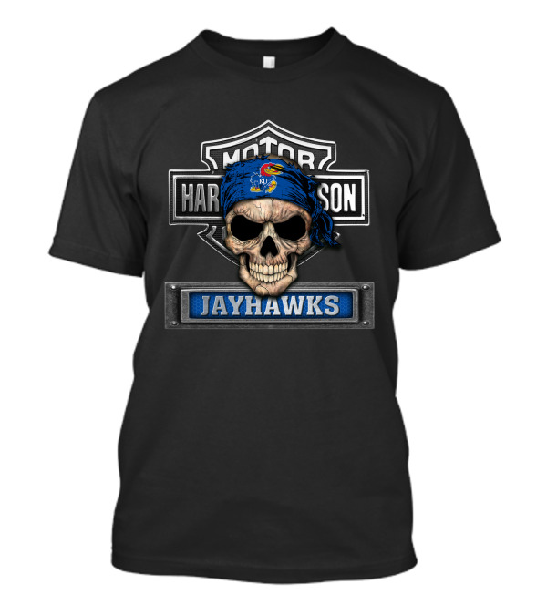 Hd Ncaa Kansas Jayhawks Skull Bandana T-Shirt