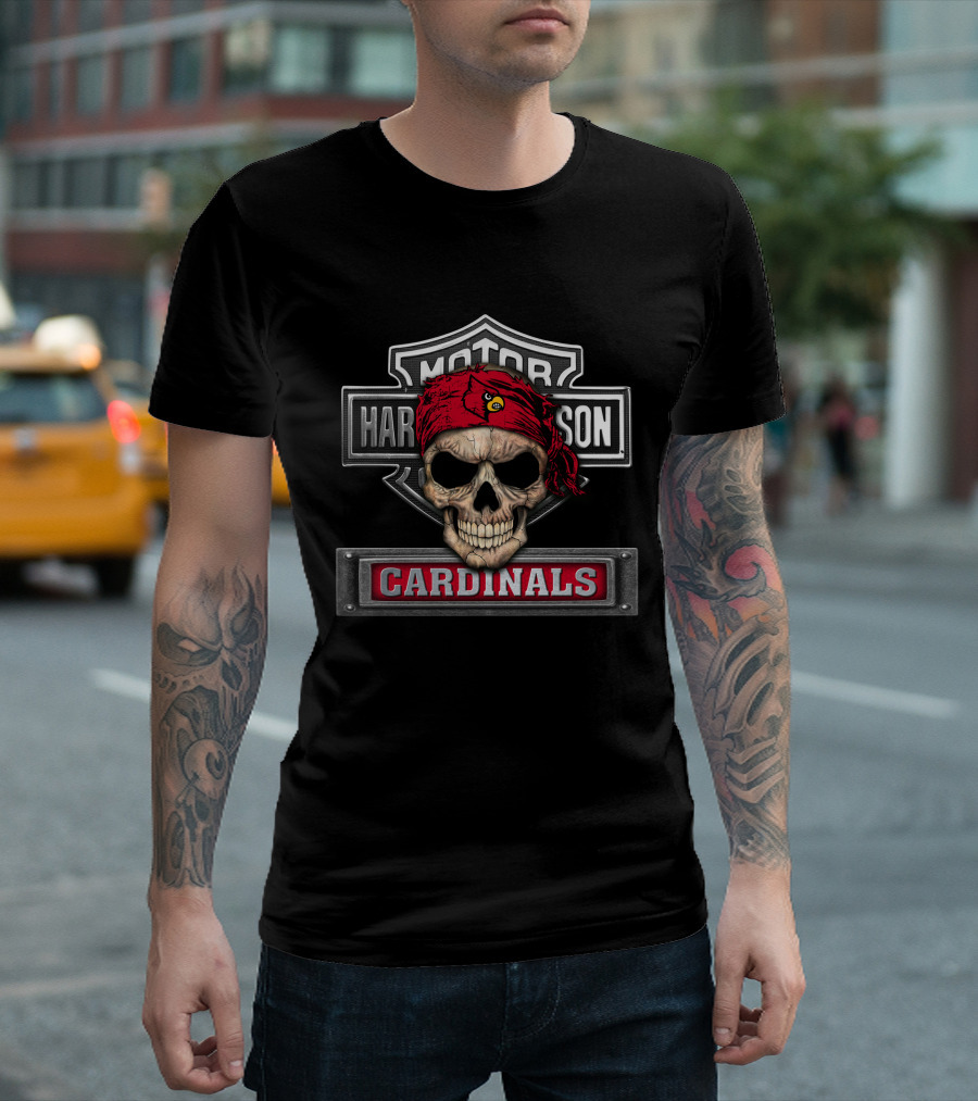 Harley Davidson Motorcycles Skull Bandana Cardinals T-Shirt