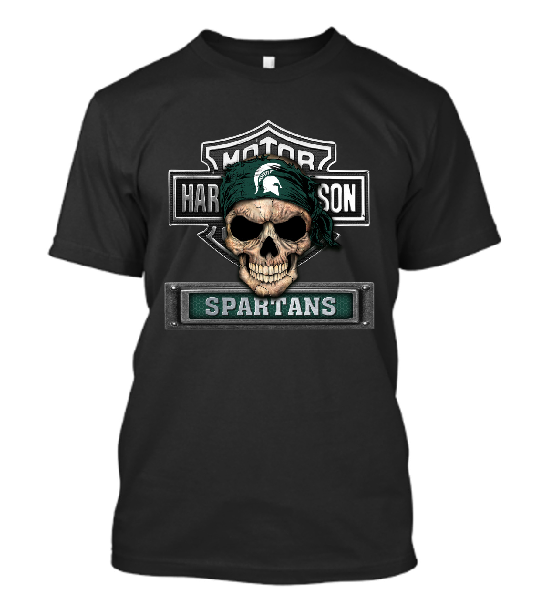 Motor Harley Davidson Skull Spartans Ncaa Michigan State T-Shirt