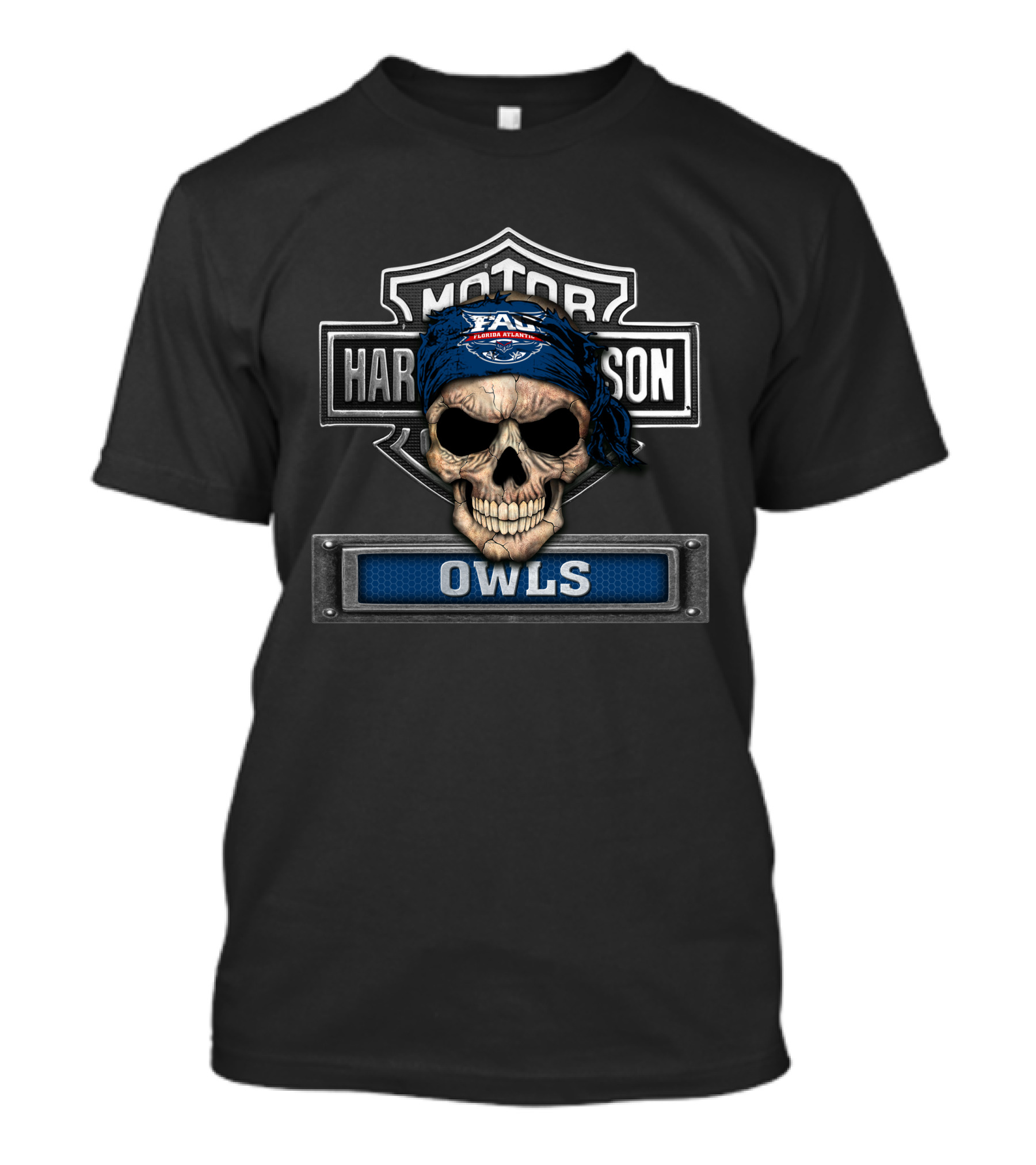 Fau Owls Skull Bandana Harley Davidson T-Shirt