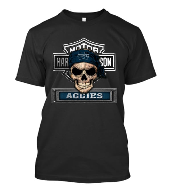Motor Harley Davidson Utah State Aggies Skull T-Shirt