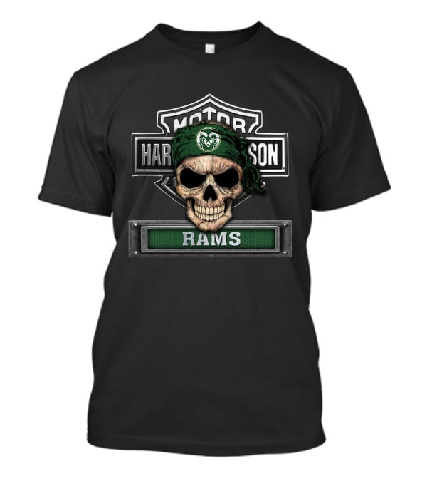Motor Harley Davidson Colorado State Rams Skull T-Shirt