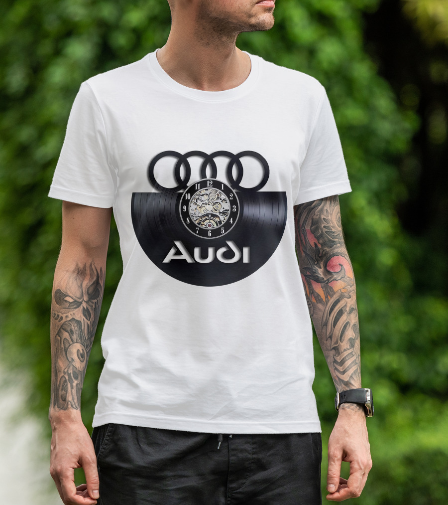 Audi Baronti Vinyl Clock With Four Rings And Gear Mechanism T-Shirt