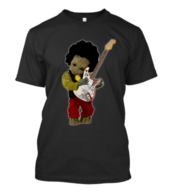 G Hug JH Guitar Groot Playing Electric Guitar With Rock Costume T-Shirt