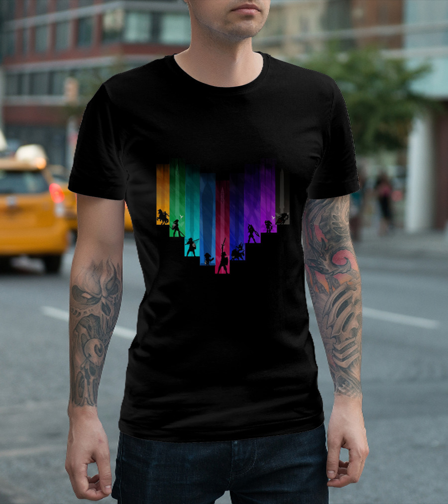 Warrior of Heart Rainbow Silhouette Collage T-Shirt