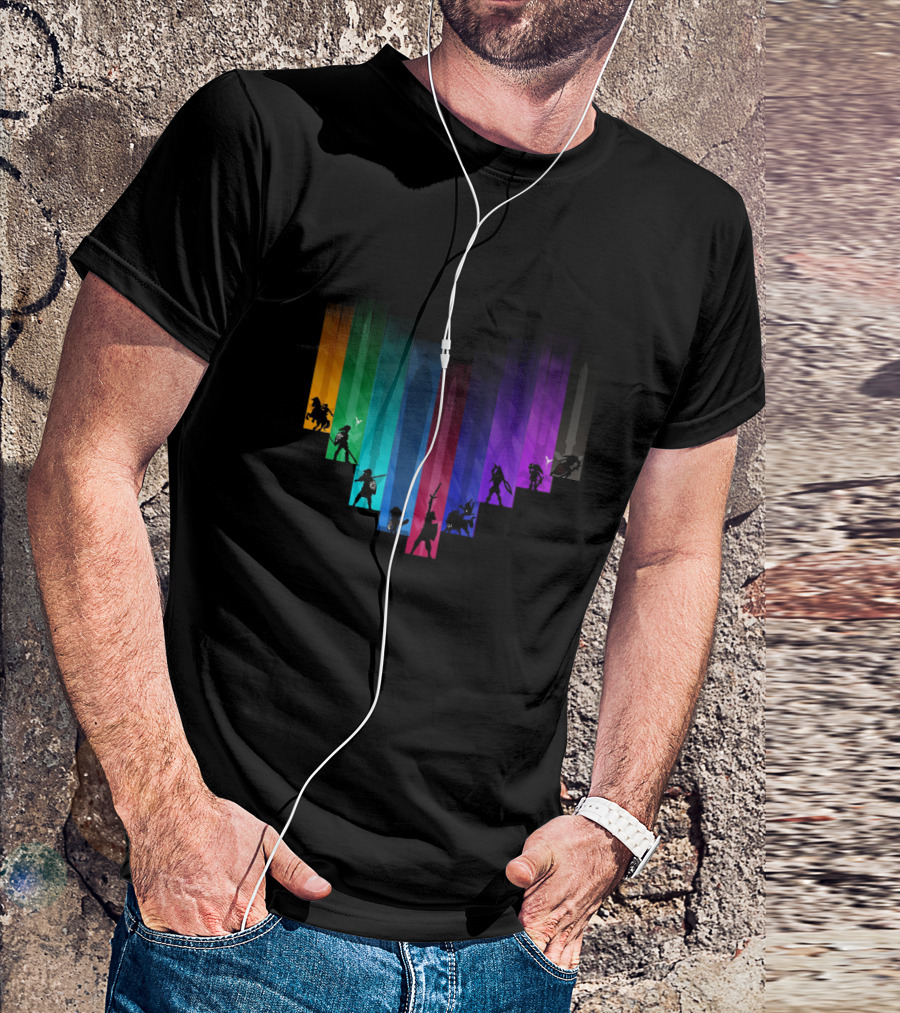 Warrior Of Heart Rainbow Silhouette Collage T-Shirt
