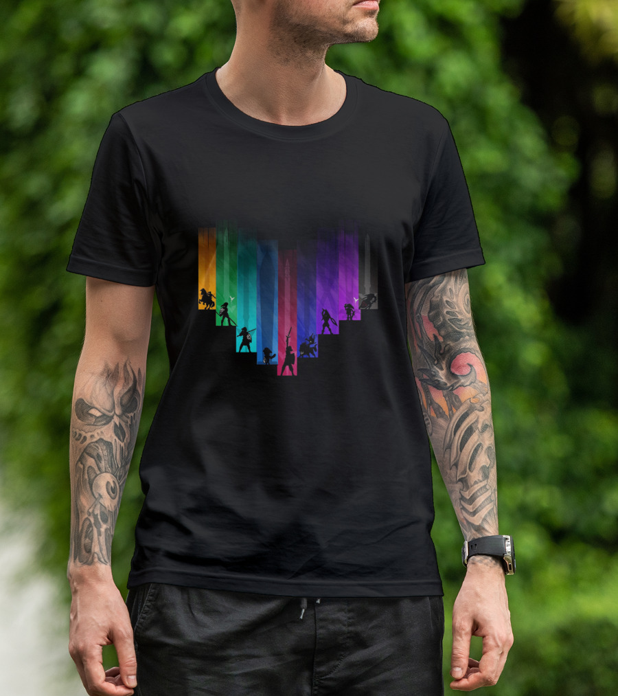 Warrior Of Heart Rainbow Silhouette Collage T-Shirt